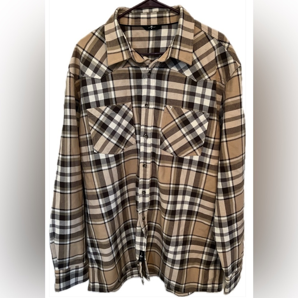 7 FOR ALL MANKIND NWOT Western Plaid Men’s Jacket, Size 2XL